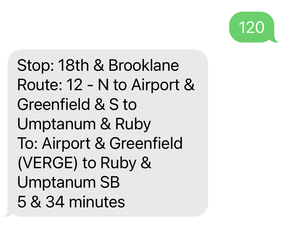 Example of SMS text exchange
